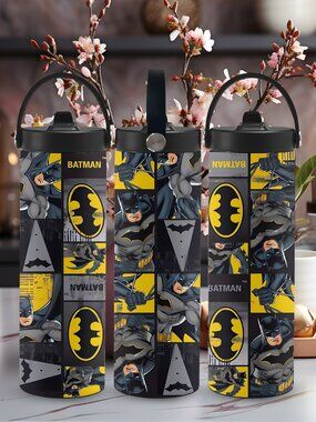 Stainless Steel Batman Tumbler with Handle, Boys Gift Idea